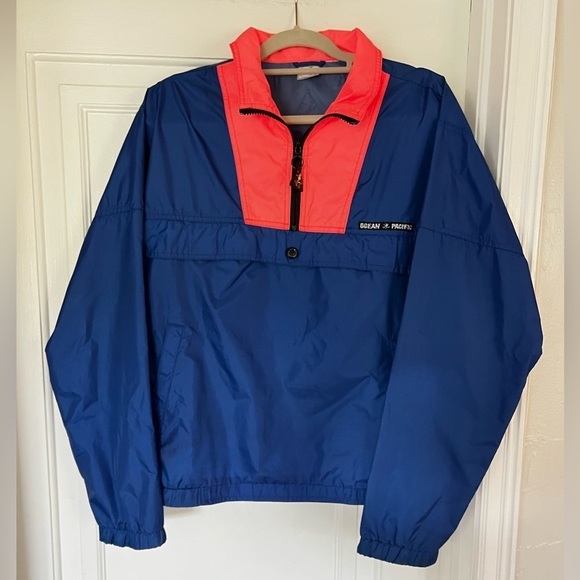 Vintage Other - Vintage Ocean Pacific Neon Coral Windbreaker Jacket Men’s Size XL 90s Surf Skate